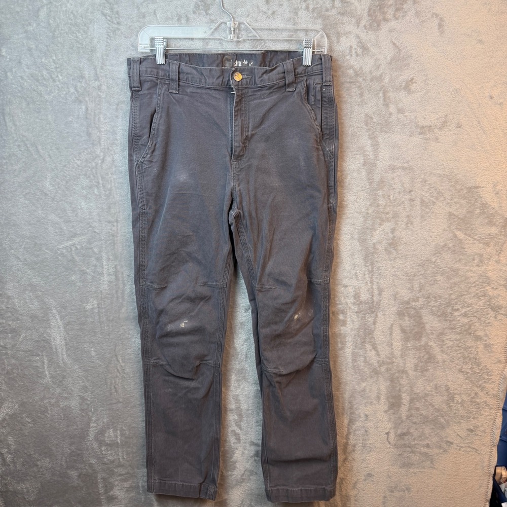 Carhartt Work Pants Men 30x29 Grey Force Straight Leg Double Knee Utility Canvas